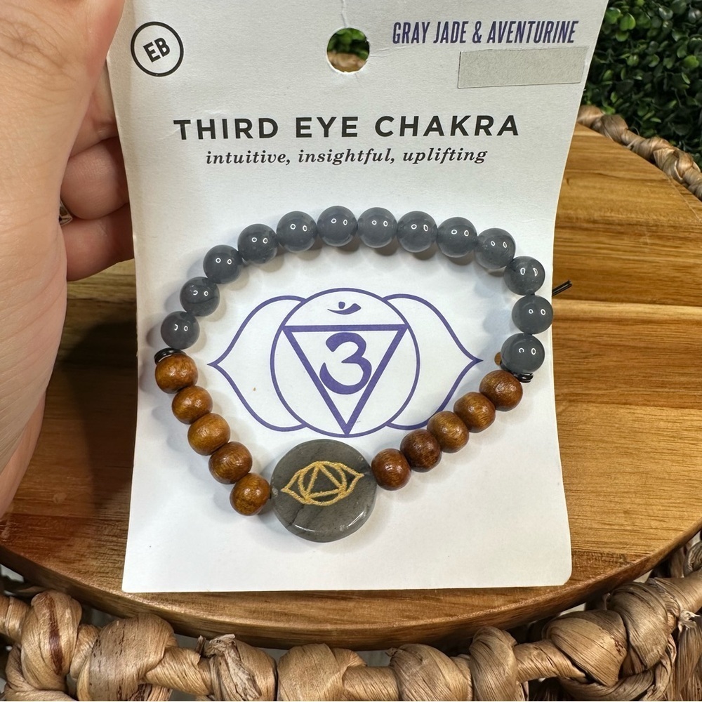 Third eye chakra‎ bracelet new gray jade & aventurine